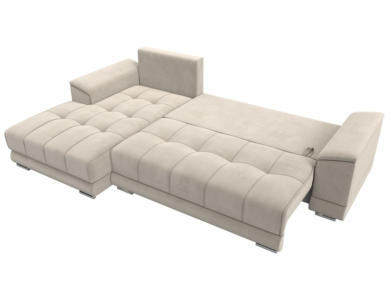 Диван угловой НордСтар левый угол, Микровельвет, Бежевый