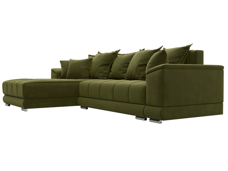 Диван угловой НордСтар левый угол, Микровельвет, Зеленый