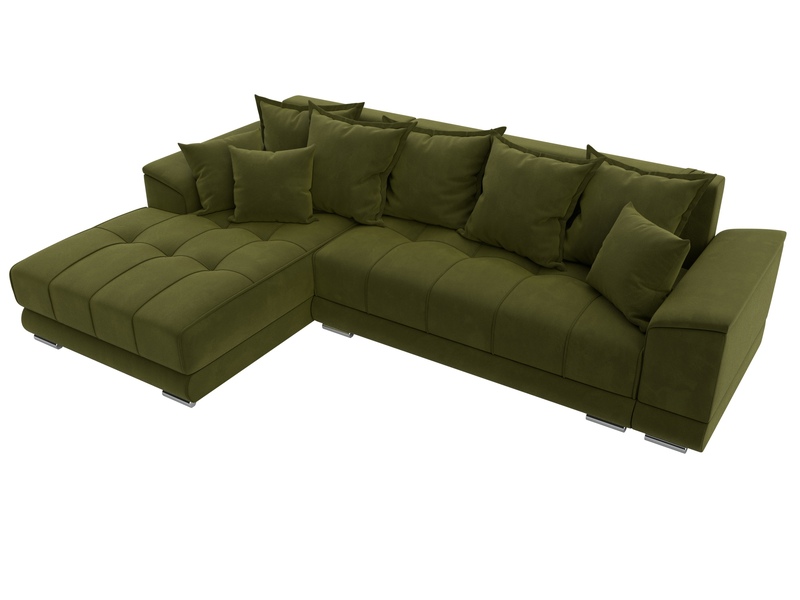 Диван угловой НордСтар левый угол, Микровельвет, Зеленый