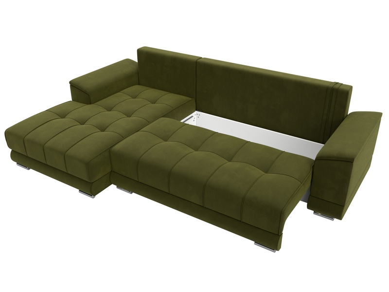 Диван угловой НордСтар левый угол, Микровельвет, Зеленый