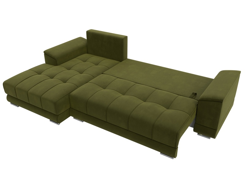Диван угловой НордСтар левый угол, Микровельвет, Зеленый