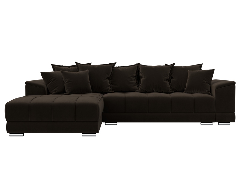 Диван угловой НордСтар левый угол, Микровельвет, Коричневый