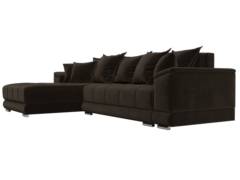 Диван угловой НордСтар левый угол, Микровельвет, Коричневый