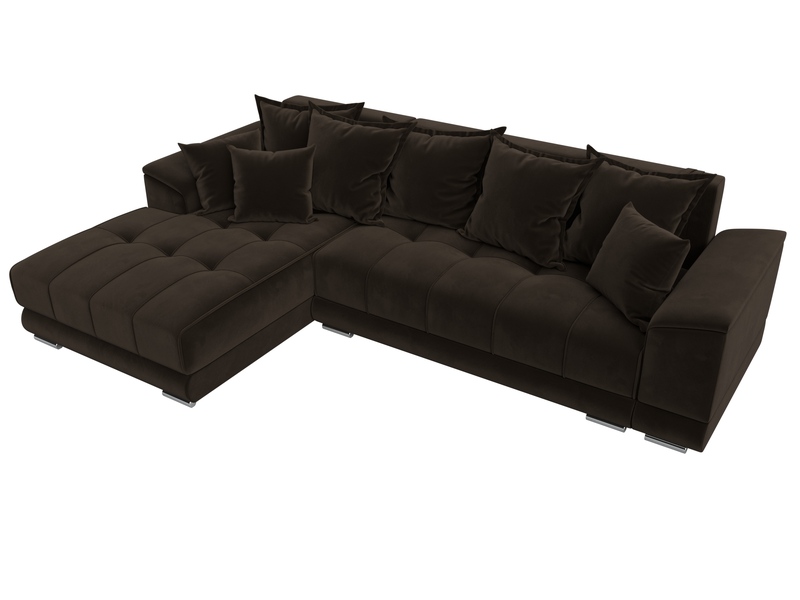 Диван угловой НордСтар левый угол, Микровельвет, Коричневый