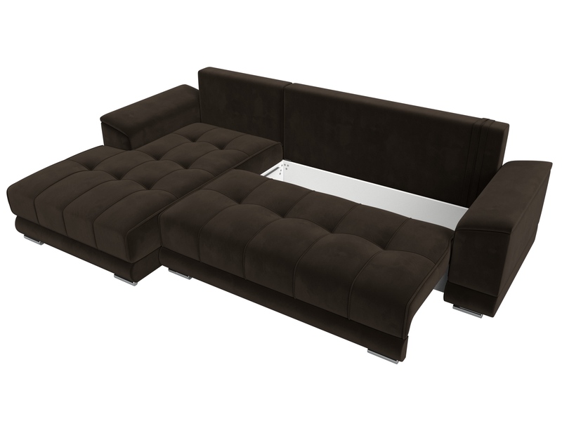 Диван угловой НордСтар левый угол, Микровельвет, Коричневый