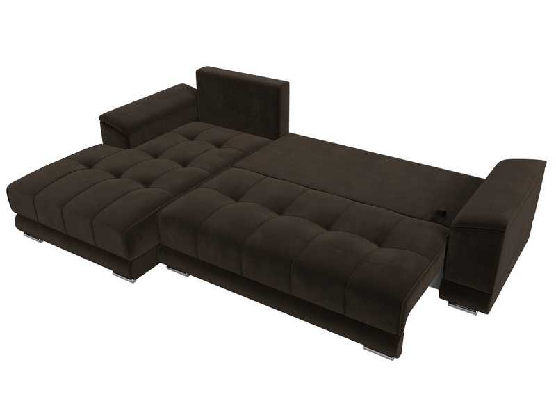 Диван угловой НордСтар левый угол, Микровельвет, Коричневый