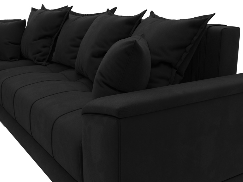 Диван угловой НордСтар левый угол, Микровельвет, Черный