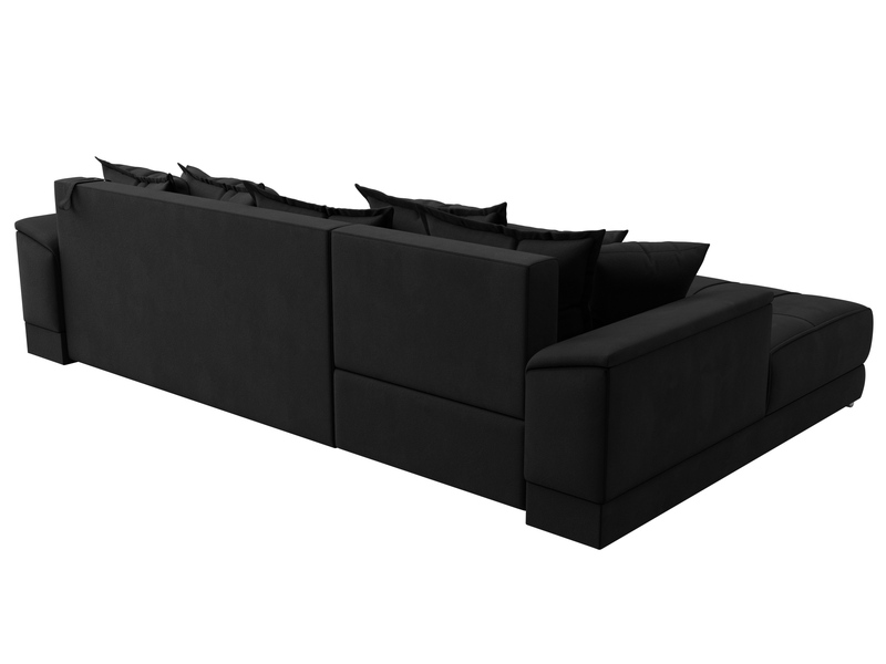 Диван угловой НордСтар левый угол, Микровельвет, Черный