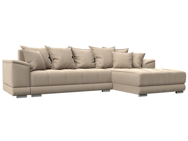 Диван угловой НордСтар правый угол, Велюр, SEVEN 729 бежевый