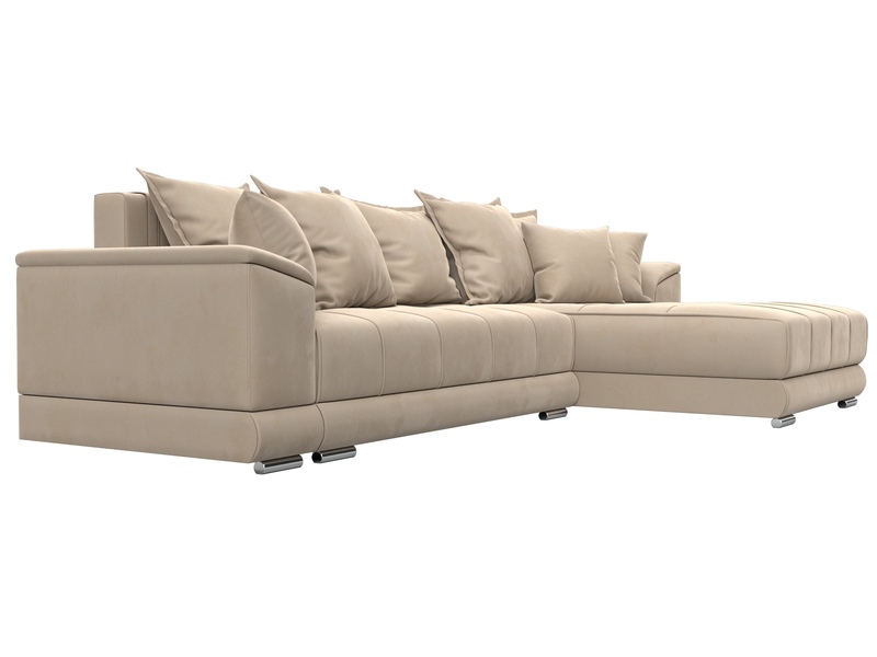 Диван угловой НордСтар правый угол, Велюр, SEVEN 729 бежевый