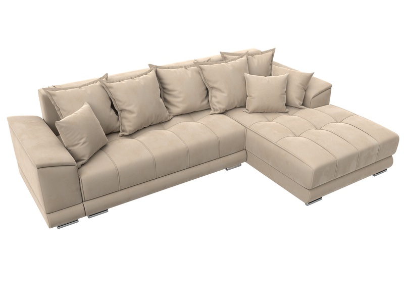 Диван угловой НордСтар правый угол, Велюр, SEVEN 729 бежевый