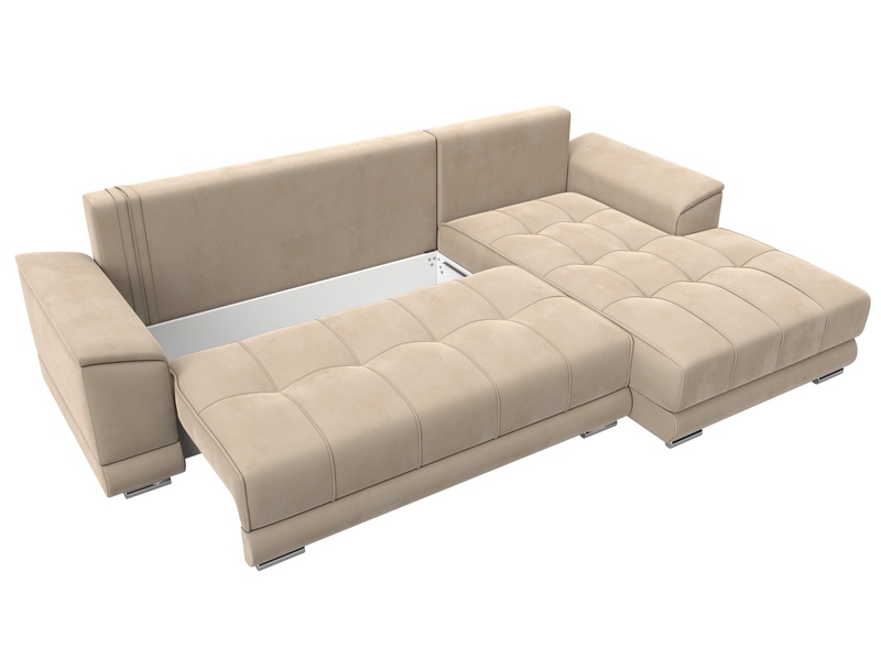 Диван угловой НордСтар правый угол, Велюр, SEVEN 729 бежевый