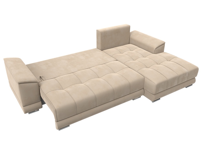 Диван угловой НордСтар правый угол, Велюр, SEVEN 729 бежевый