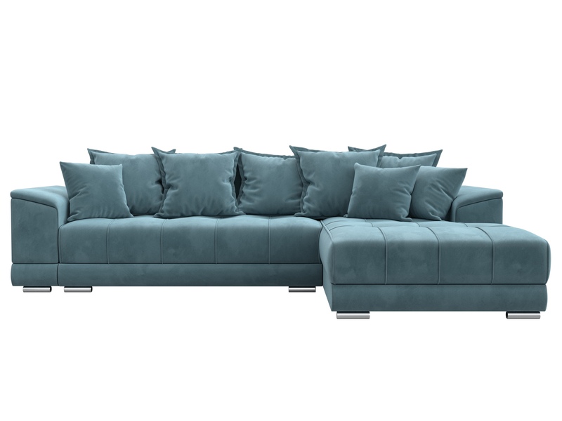 Диван угловой НордСтар правый угол, Велюр, SEVEN 113 бирюзовый