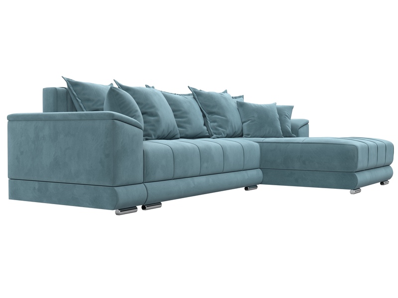 Диван угловой НордСтар правый угол, Велюр, SEVEN 113 бирюзовый