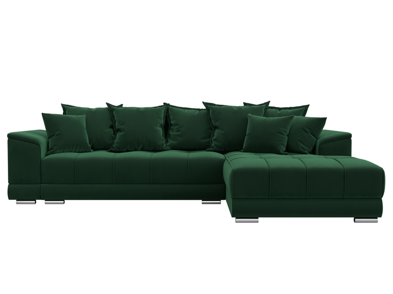 Диван угловой НордСтар правый угол, Велюр, SEVEN 626 зеленый