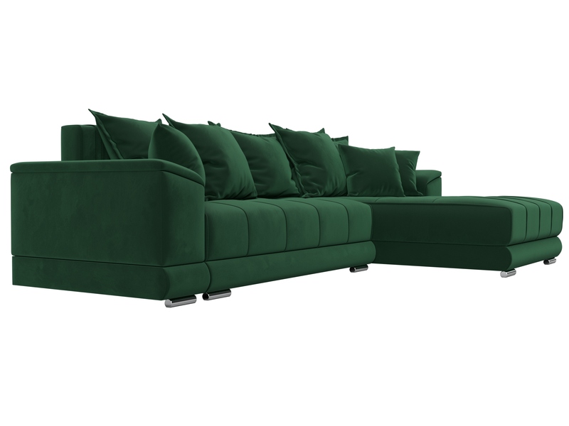Диван угловой НордСтар правый угол, Велюр, SEVEN 626 зеленый
