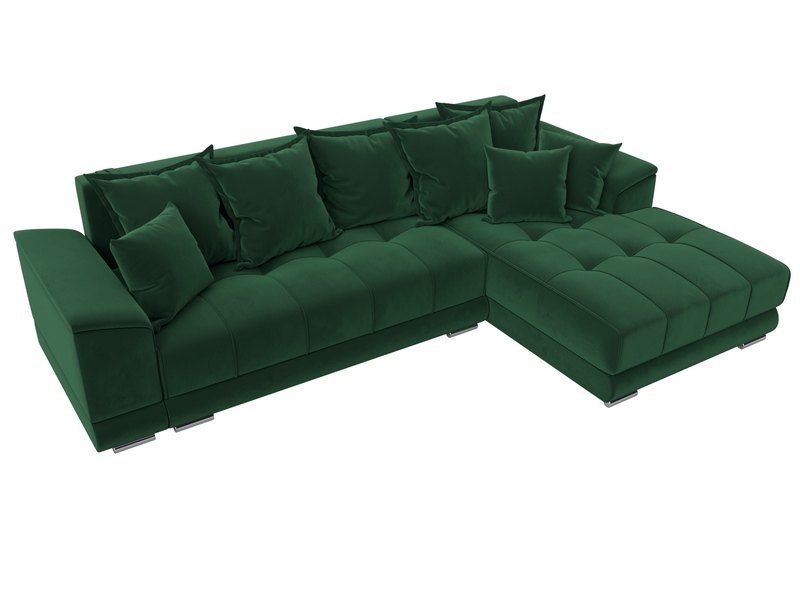 Диван угловой НордСтар правый угол, Велюр, SEVEN 626 зеленый