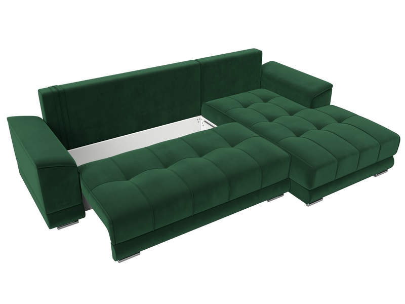 Диван угловой НордСтар правый угол, Велюр, SEVEN 626 зеленый