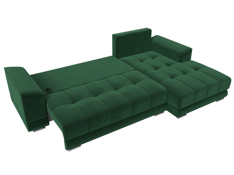 Диван угловой НордСтар правый угол, Велюр, SEVEN 626 зеленый