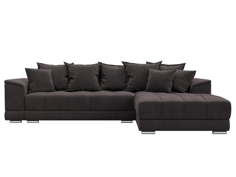 Диван угловой НордСтар правый угол, Велюр, SEVEN 727 коричневый