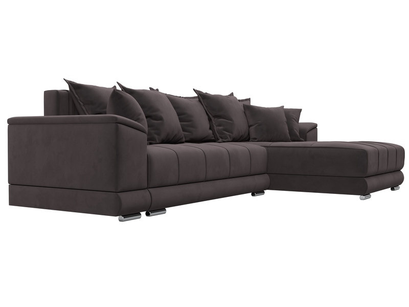 Диван угловой НордСтар правый угол, Велюр, SEVEN 727 коричневый