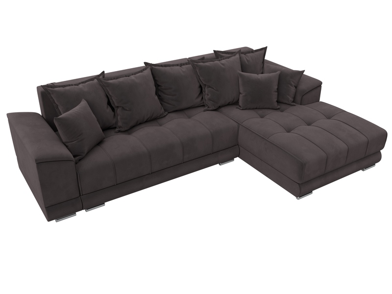 Диван угловой НордСтар правый угол, Велюр, SEVEN 727 коричневый