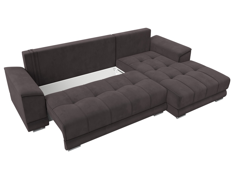 Диван угловой НордСтар правый угол, Велюр, SEVEN 727 коричневый