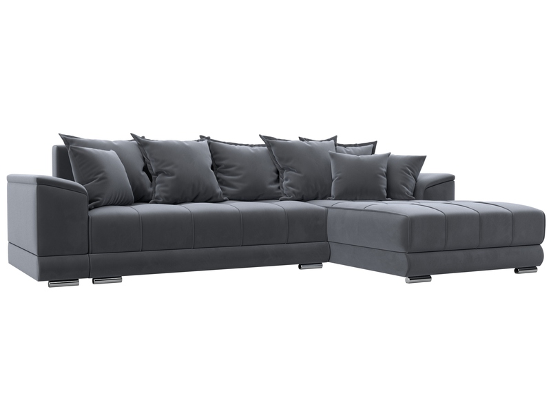 Диван угловой НордСтар правый угол, Велюр, SEVEN 17 серый