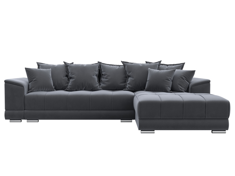 Диван угловой НордСтар правый угол, Велюр, SEVEN 17 серый