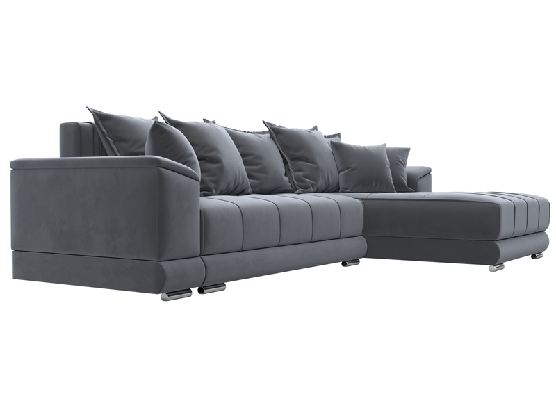 Диван угловой НордСтар правый угол, Велюр, SEVEN 17 серый