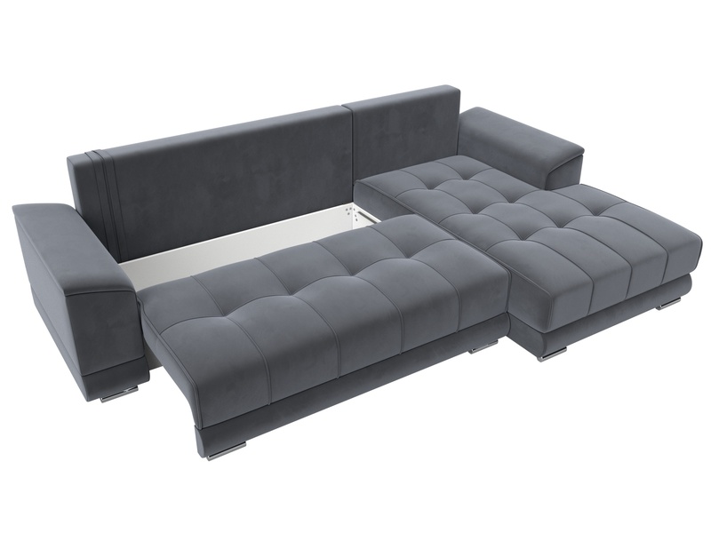 Диван угловой НордСтар правый угол, Велюр, SEVEN 17 серый