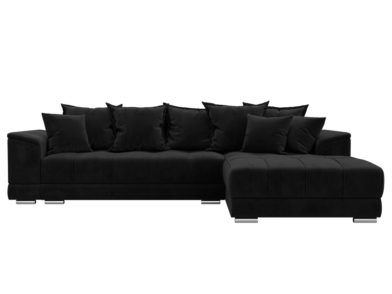 Диван угловой НордСтар правый угол, Велюр, SEVEN 35 черный