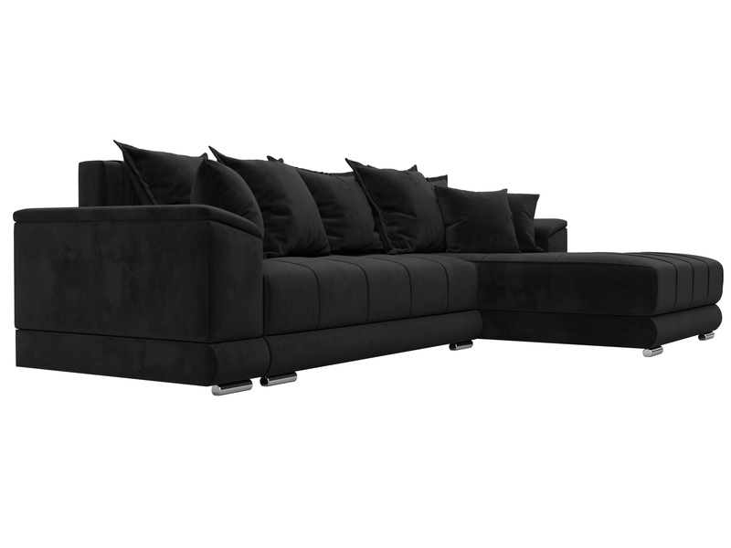 Диван угловой НордСтар правый угол, Велюр, SEVEN 35 черный