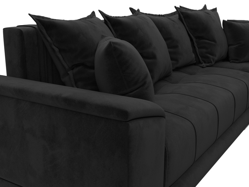 Диван угловой НордСтар правый угол, Велюр, SEVEN 35 черный
