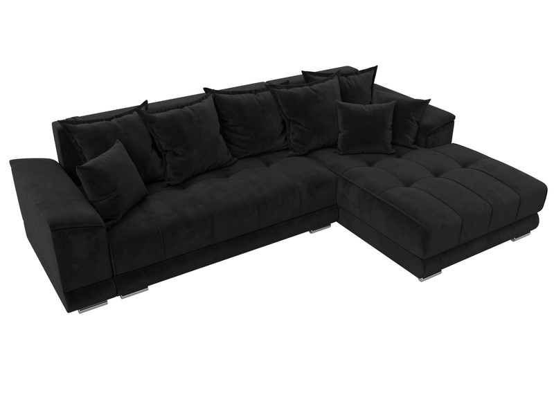 Диван угловой НордСтар правый угол, Велюр, SEVEN 35 черный