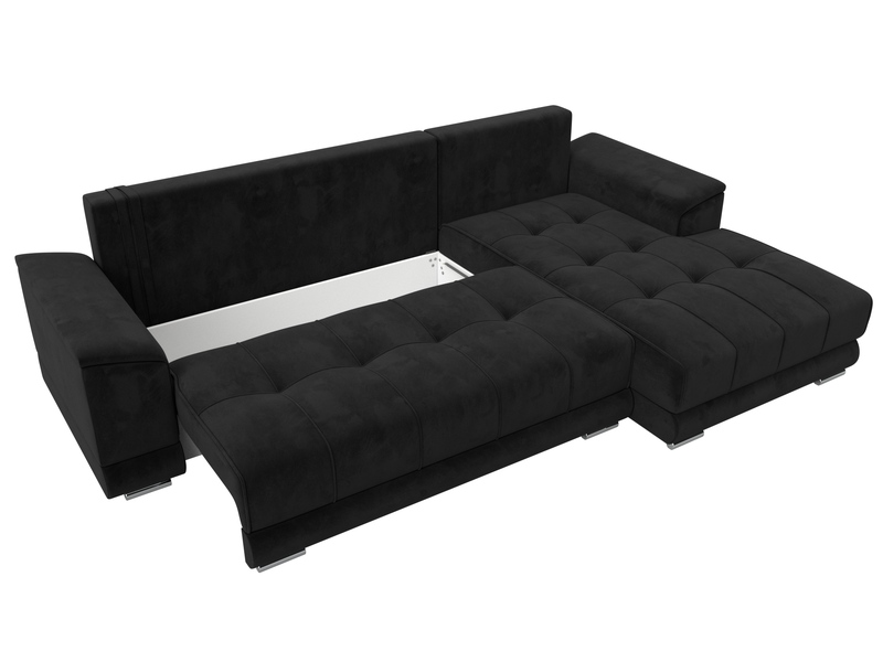 Диван угловой НордСтар правый угол, Велюр, SEVEN 35 черный