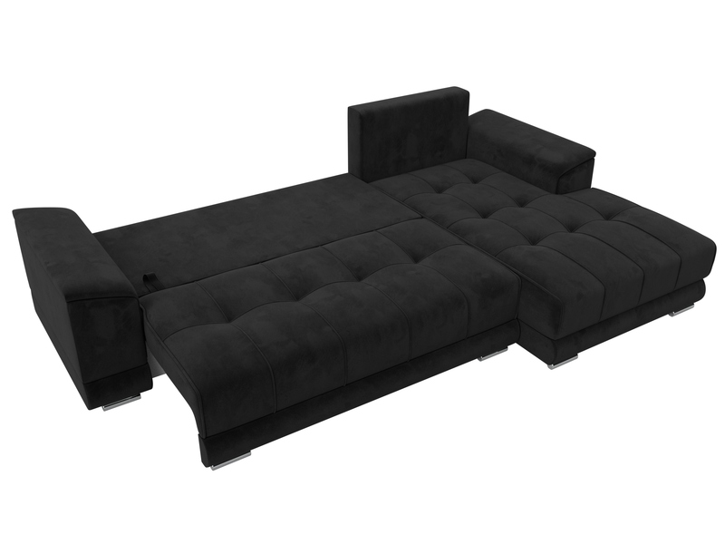 Диван угловой НордСтар правый угол, Велюр, SEVEN 35 черный