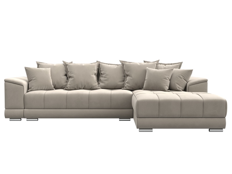 Диван угловой НордСтар правый угол, Микровельвет, Бежевый