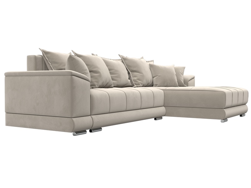 Диван угловой НордСтар правый угол, Микровельвет, Бежевый