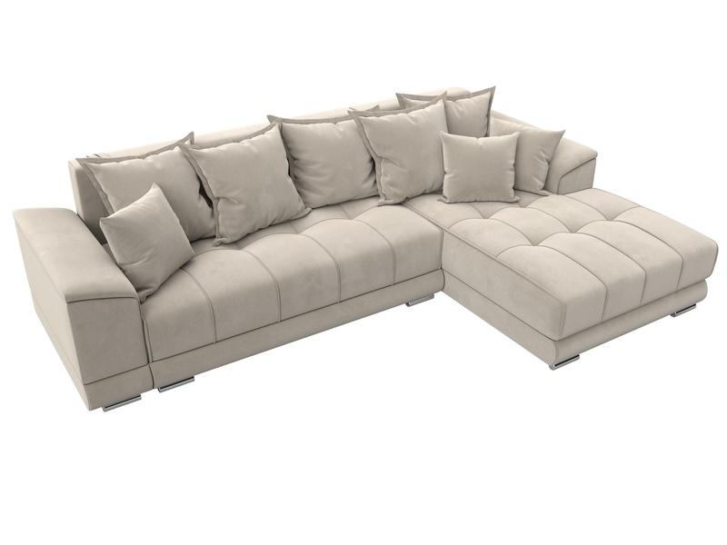 Диван угловой НордСтар правый угол, Микровельвет, Бежевый