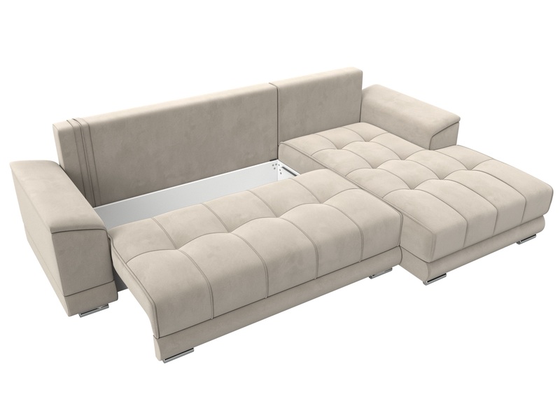 Диван угловой НордСтар правый угол, Микровельвет, Бежевый