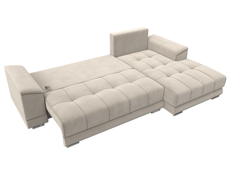 Диван угловой НордСтар правый угол, Микровельвет, Бежевый