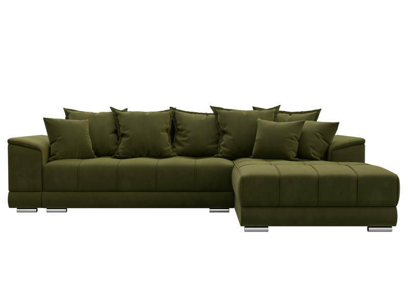 Диван угловой НордСтар правый угол, Микровельвет, Зеленый