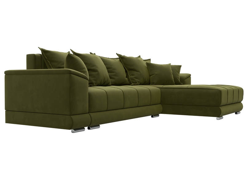 Диван угловой НордСтар правый угол, Микровельвет, Зеленый