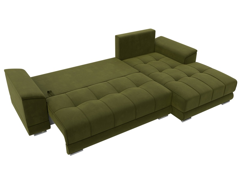 Диван угловой НордСтар правый угол, Микровельвет, Зеленый