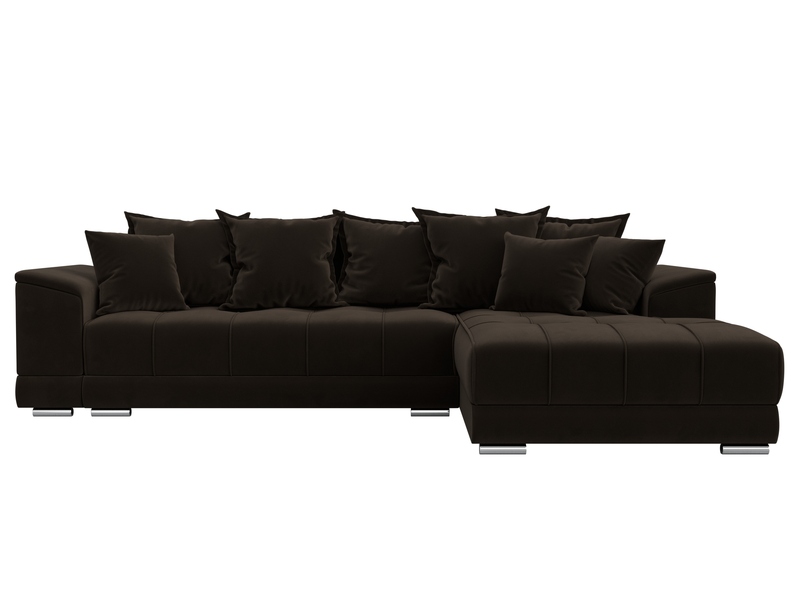 Диван угловой НордСтар правый угол, Микровельвет, Коричневый