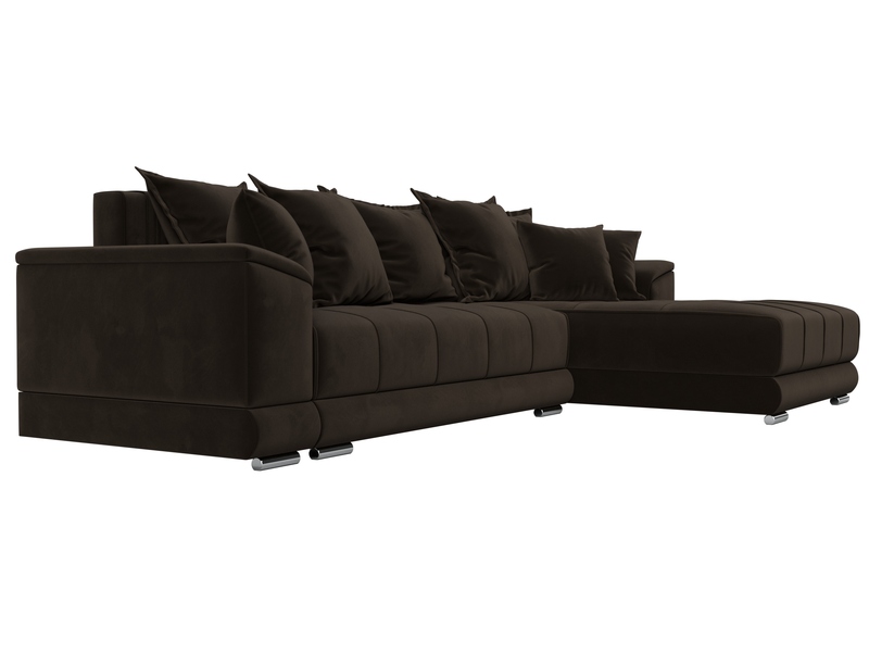 Диван угловой НордСтар правый угол, Микровельвет, Коричневый