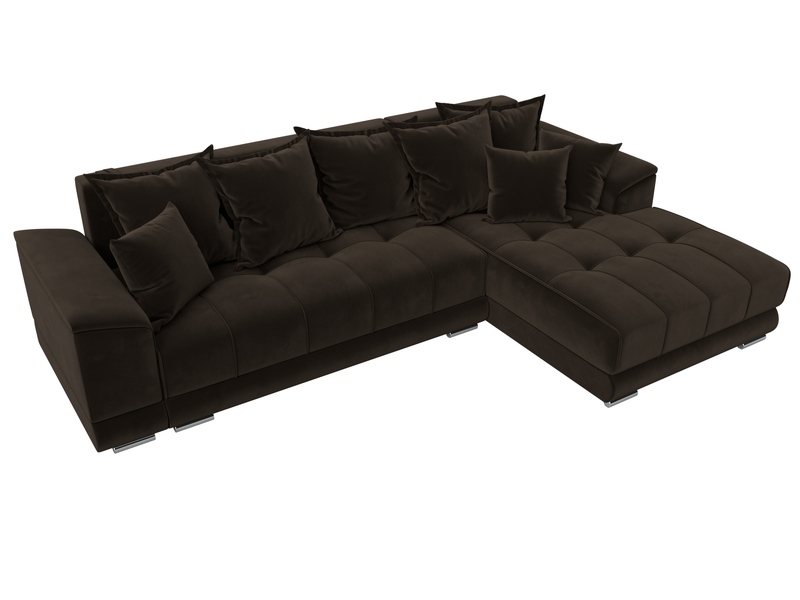Диван угловой НордСтар правый угол, Микровельвет, Коричневый