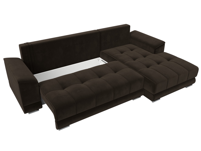 Диван угловой НордСтар правый угол, Микровельвет, Коричневый